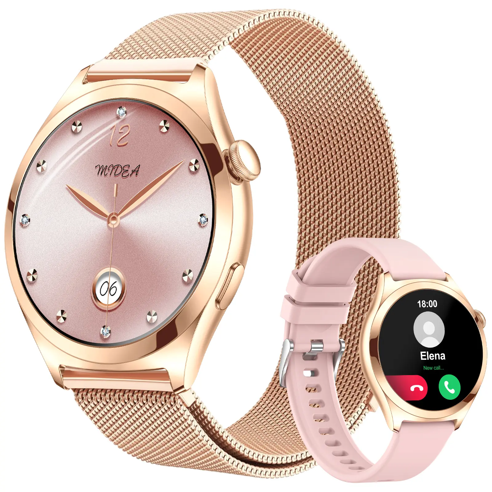 Smart Watches for Women, Answer/Make Calls, 1.27" HD Curved Display, Heart Rate SpO2 Sleep Smart Watch, 120+ Sports Modes, IP68 Waterproof Fitness Watch, Android iOS, 2 Straps, Rose Gold