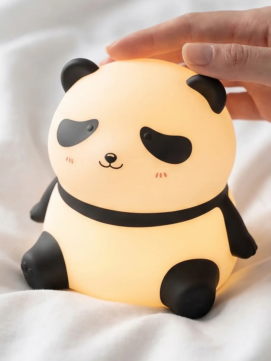 Panda Night Light for Kids, 3 Dimmable Levels Soft Silicone Squishy Nursery Nightlight, Rechargeable Touch Control Bedside Lamp, BPA-Free Cute Lamp for Breastfeeding, Baby & Toddler Room Decor