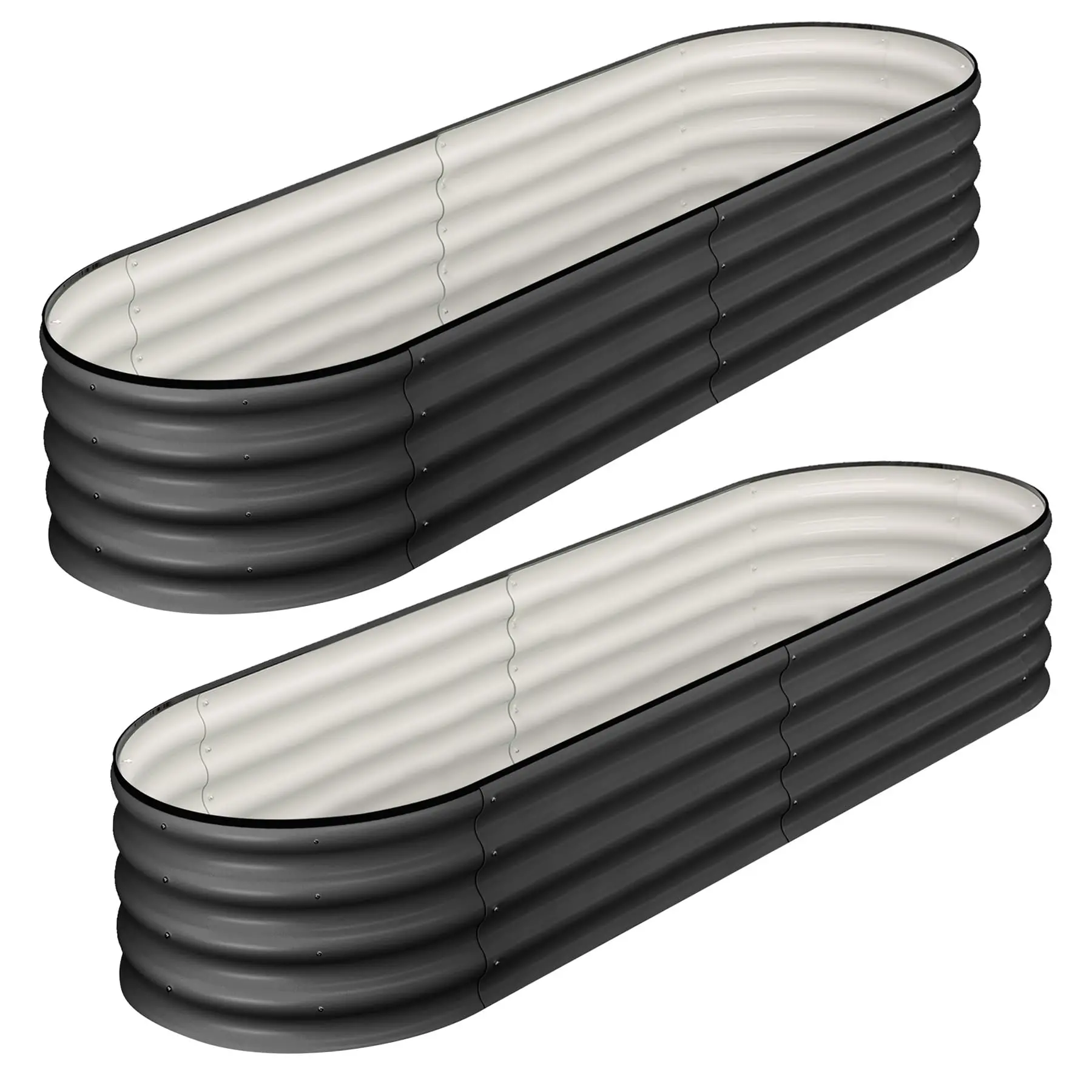 2 Pack Oval Galvanized Raised Garden Beds - 4.5x2x1FT Open Bottom Metal Planter Boxes, Elevated Planting Boxes for Vegetables, Flowers, Herbs - Outdoor Planters for Yard, Patio, Elevated Planting Box