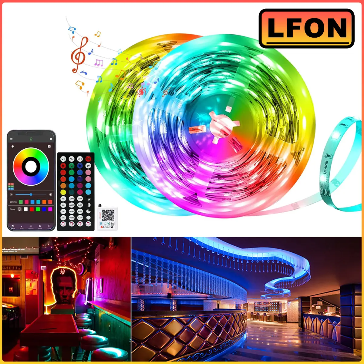 Ultimate mood lighting: Smart RGB LED Strip with App Control, Music Sync & 44-Key Remote for Bedroom, Party, Christmas Halloween Home Decor Led Dimmable Rgb Multi Color