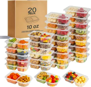 20 Pcs reusable snack containers with Lids, snack containers for kids adults10 Forks, snack pack containers - Lightweight and Stackable, Microwaveable/refrigerator safe Compartment