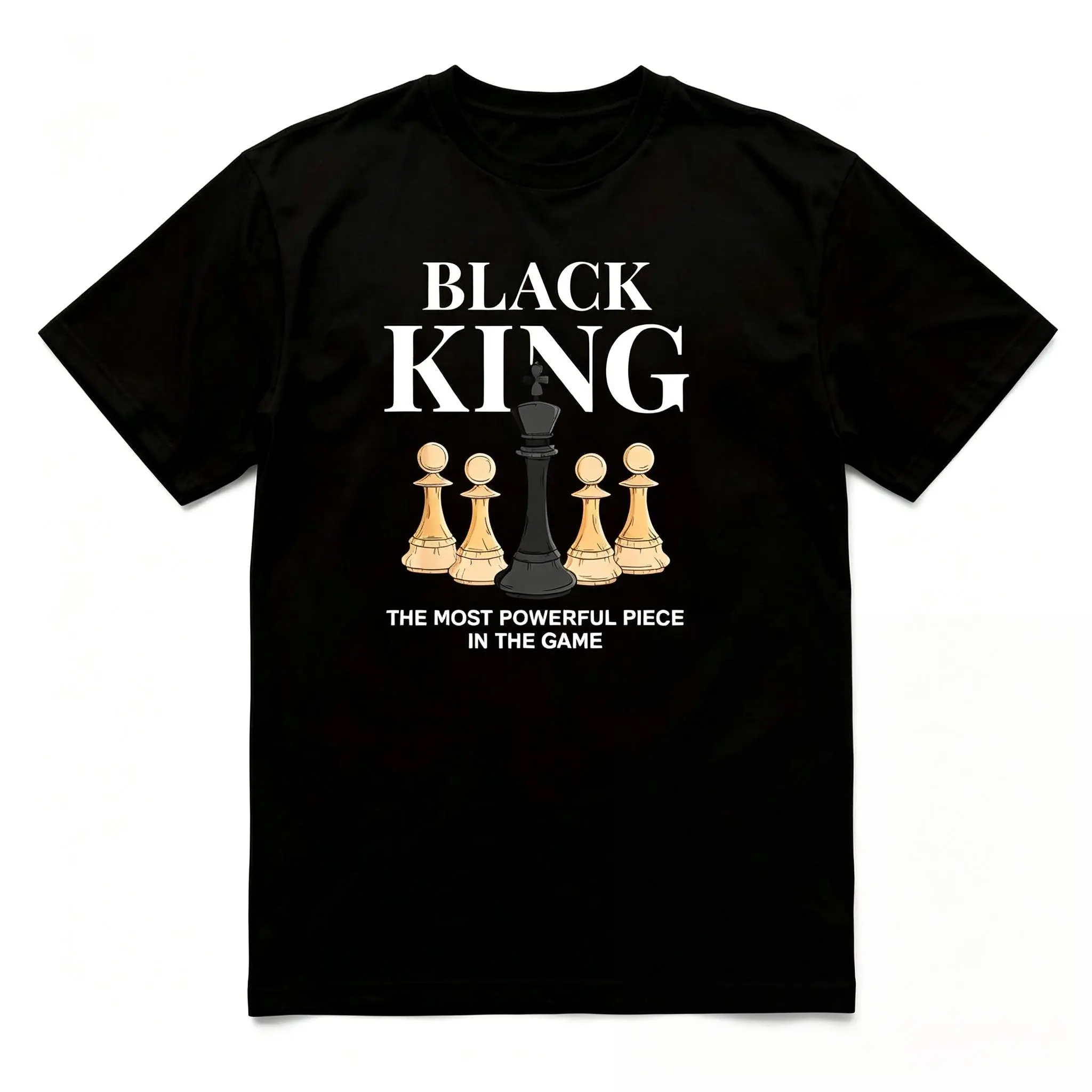 Black King Chess T-Shirt for Men, Bold King Graphic Tee, Funny Statement Shirt for Casual Streetwear, Everyday Outfit & Gift