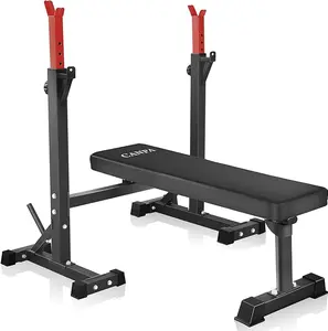 Bench Press, Olympic Weight Bench with Squat Rack Workout Bench Adjustable Barbell Rack Stand Strength Training Home Gym Multi-Function