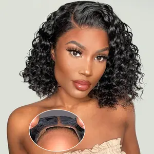 180% Density 5x5 Lace Front Deep Wave Bob Wig for Women - Brazilian Human Hair, Pre-Plucked with Natural Hairline, Pre-Cut Lace, Perfect for Daily Wear & Styling, Natural Hair Wig | Lace Closure Wig | Stylish Bob Wig, Natural Hair Wig