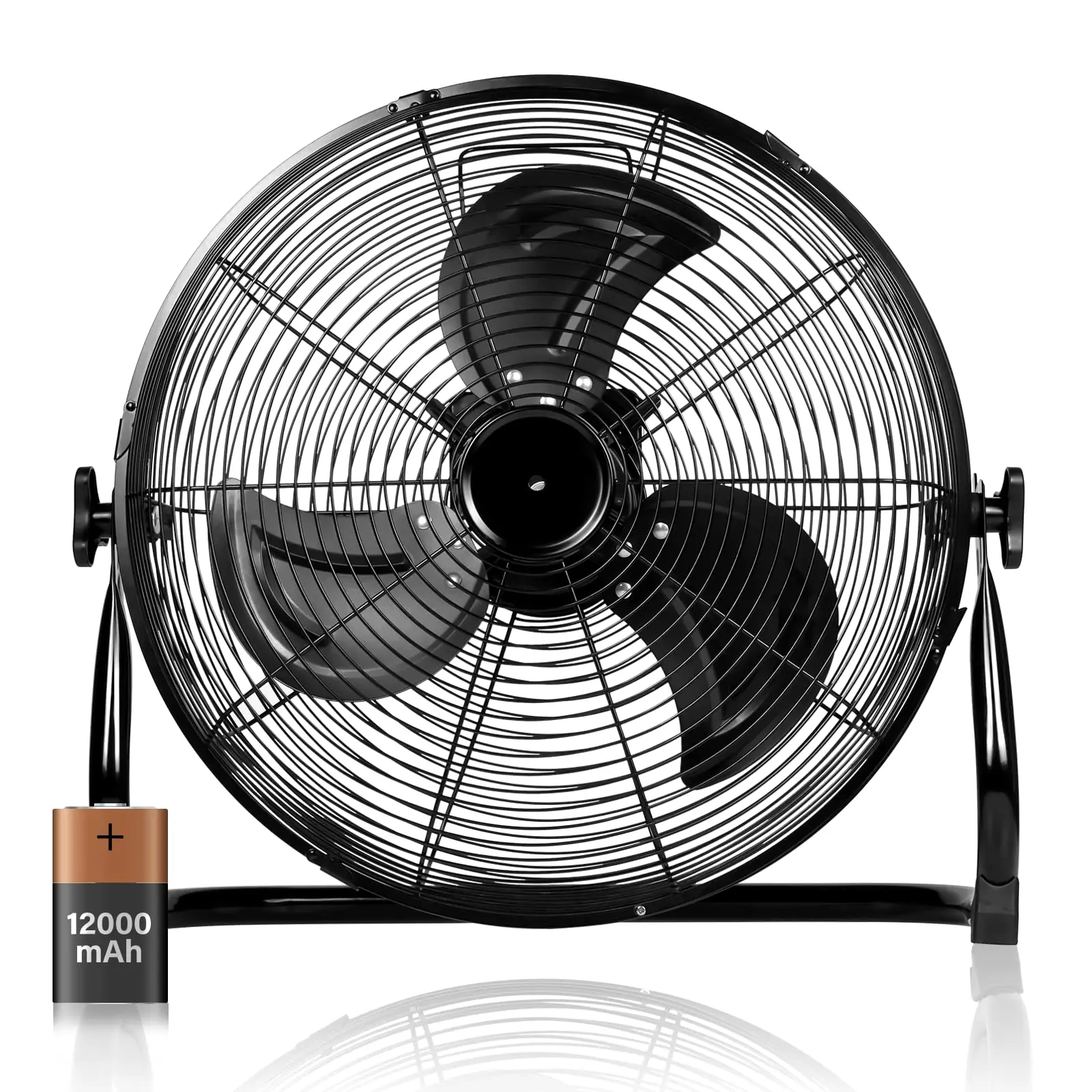 Rechargeable Cordless Floor Fan  High Velocity Floor Fan With 360-Degree Tilt, Ready-to-use, Battery Operated, Heavy Duty Metal Floor Fan for Industrial, Commercial, Residential, Office