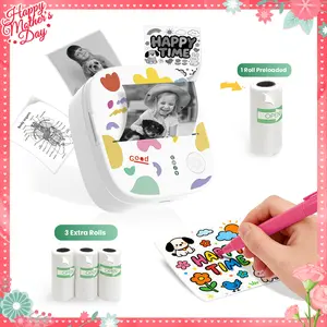 XenGro Mini Printer Bluetooth included 3 Roll label Thermal Pocket Printer,Inkless Small printer B&W Printing Only for Photos, Study Notes, Lists,Memos, Journals Printing Machine Sticky Label, Birthday Gifts for Kids White mothersdaygift