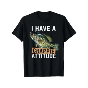 Men's Fishing T-Shirt - "I Have a Crappie Attitude" Design, Lightweight & Breathable Crew Neck Tee, Perfect for Outdoor Adventures, Fishing, and Casual Wear - Sizes S to 3XL, Adventure Clothing |   Attitude Fashion Top