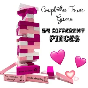 Couples Block Tower Game - Date Night Romantic Stacking Game Set | Valentines Gift Challenge & Dares Black Friday Special