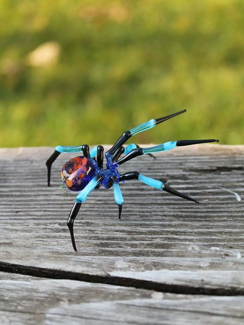 GLASS SPIDER lampwork Handcrafted Glass animal, Art Glass Spider Figurine Glass Figurine Animal Figure Glass Sculpture