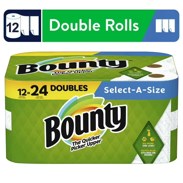 Bounty Select-a-Size Paper Towels, 12 Double Rolls, White Bounty Select-a-Size Paper Towels, 12 Double Rolls, White