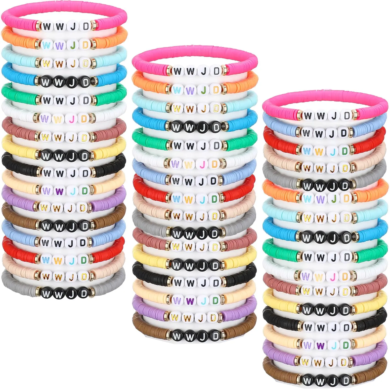 48pcs Colorful WWJD bracelet