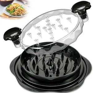 Manual Meat Shredder Tool with Transparent Lid, Ergonomic Handle, BPA Free, Strong Anti-Slip Strips, Ideal for Chicken, Pork, Beef in Kitchen Shredder