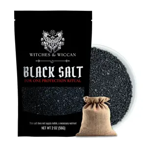 Handcrafted Black Salt for Protection, Negative Energy Cleansing Minerals & Salts with a Distinctive Scent for Witchcraft & Wiccan Rituals, 2 oz Bag, Distinctive Scent Minerals & Salts