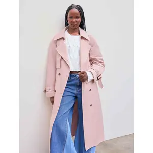 Cider [size 2-10] Cotton-blend Collar Solid Button Trench Coat With Belt