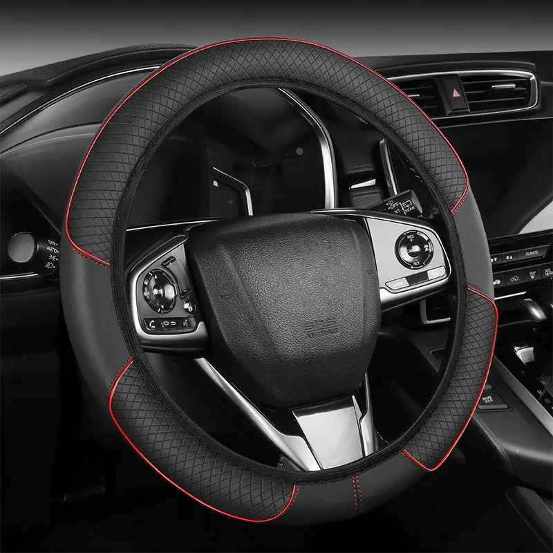 15Inch car rhombus embossed PU leather steering wheel grips without inner ring, Automotive Accessories Steering Wheel Covers