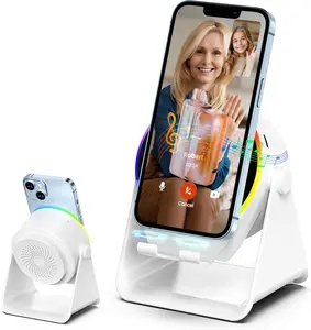 GuEEEuK Cell Phone Stand Mount for Desk, Adjustable Height & Angle Phone Holder, 360 Degree Rotating Desktop Phone Stand Compatible with iPhone, Samsung and All Phones  Smartphone Cellphone