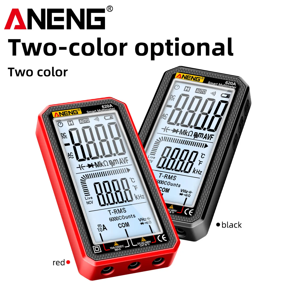 ANENG 620A Smart Digital Multimeter - 6000-Count Full LCD Display, AC/DC Voltage, Current, Resistance & Temperature Tester, Voltage Monitoring, Power Circuit Tester