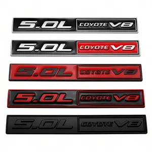Ford Mustang 5.0L COYOTE V8 Metal Emblems 2pcs Car Stickers for Modified Fender Body Easy Install Weather Resistant Decals Truck Accessories