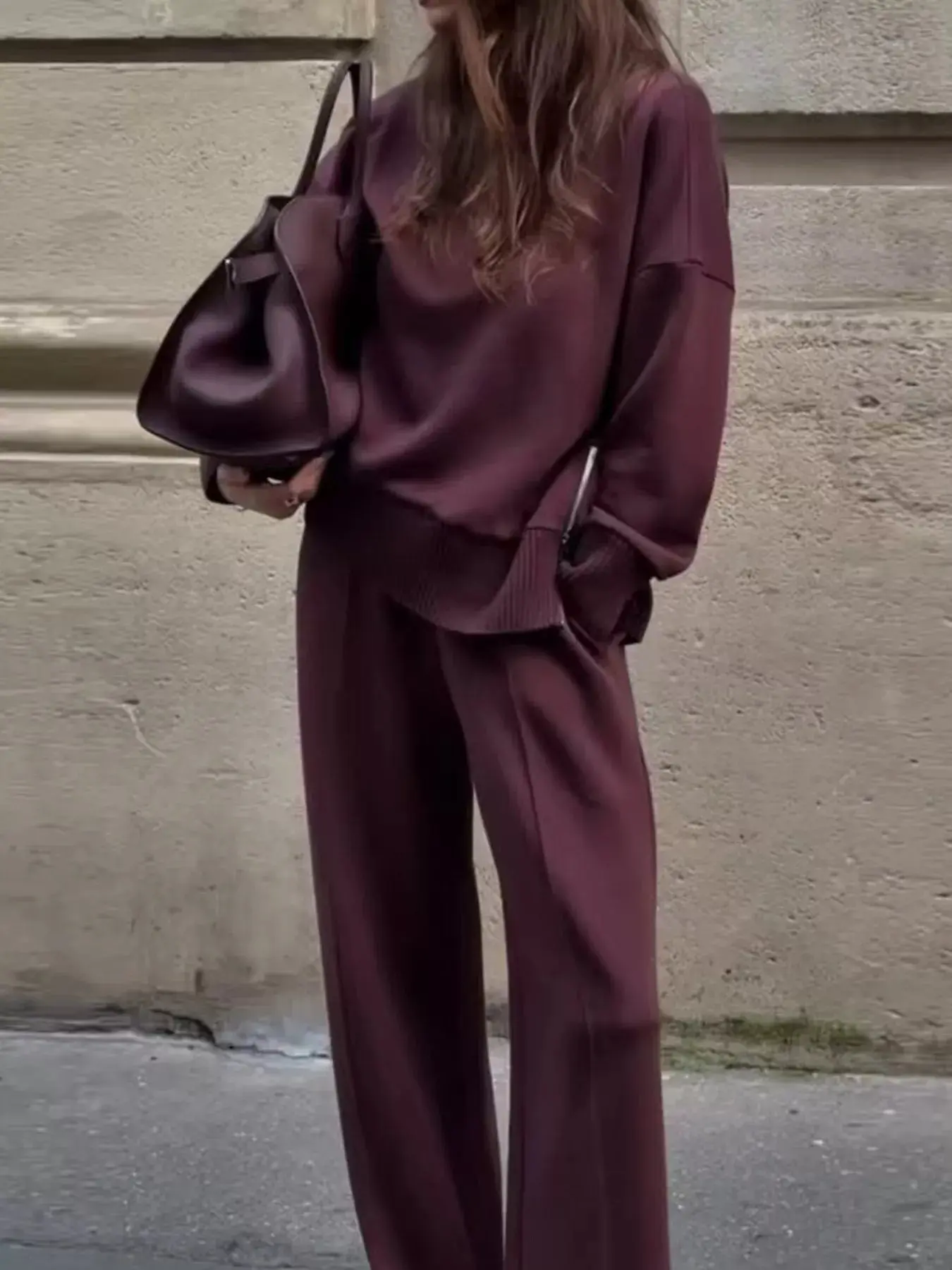 Turtleneck Side Zipper Sweatshirt and Pants Set