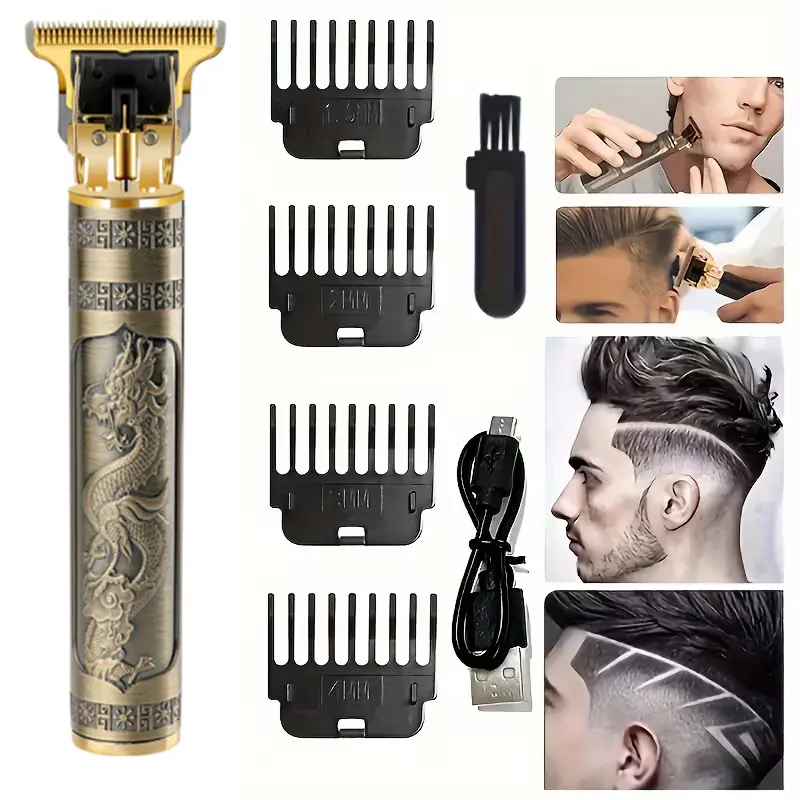 Professional Gold Beard Trimmer for Men – Cordless Rechargeable Grooming Kit, Precision Hair Clipper Set for Barber-Quality Home Shaving & Grooming