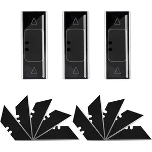 30-piece multi-function blade set, SK2 steel heavy-duty cutting knife replacement blades, with plastic case, standard size blades suitable for most standard multi-function knives (black)