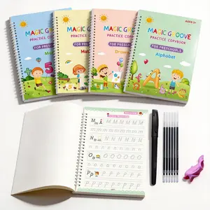 math skill 4 pc/Set Kids Handwriting Practice (Letters, Numbers, Drawing & Math Calculation) | Pencil Grip Correction, Reusable Writing