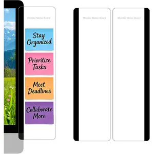 2PCS Computer Monitor Memo Board, 11" x 3.1"Clear Acrylic Office Desk Accessories, Computer Monitor Side Note Holder, Message Board for Sticky Notes, Reminders & Memos : Office Products