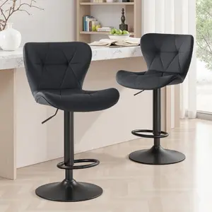 Sweetcrispy Modern Bar Stools Set of 2, Adjustable Faux Leather Upholstered Swivel Bar Stools, Counter Height Bar Chairs with Back for Kitchen Island Sweetcrispy Modern Bar Stools Set of 2, Adjustable Faux Leather Upholstered Swivel Bar Stools, Counter Height Bar Chairs with Back for Kitchen Island