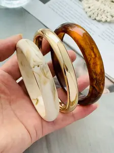 Vintage Resin Amber Acrylic Bangles Set, Fashion Multifunctional Jewelry for Women, Daily Wear, Parties, Travel, Events, High Quality Bracelet