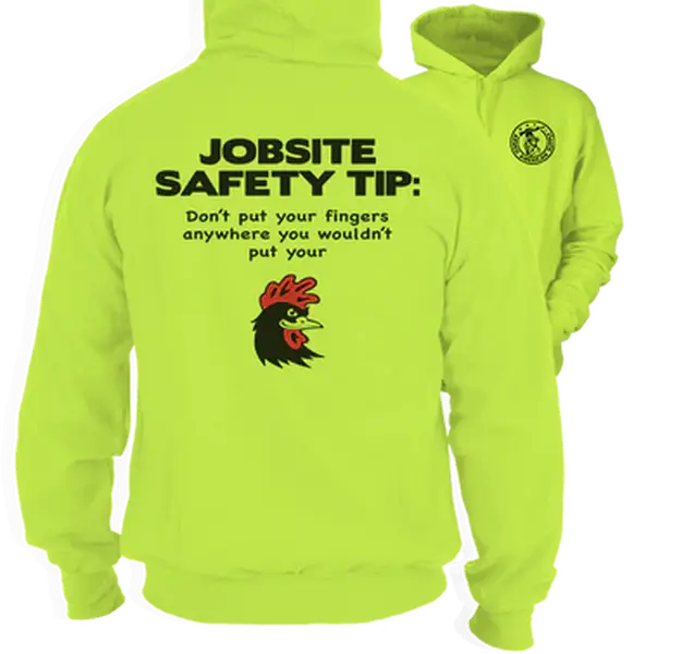 Jobsite Safety -  High Visibility Hoodie Work Gear - Cotton Poly Premium Blend - Designs For Blue Collar Workers Top Fabric Menswear Polyester Thick