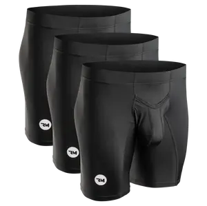 Nylon 9in Boxer Briefs V-FLY 3pk Black Athletic Performance ABCD Pouch Menswear Underwear Clothing Breathable Plain Day Set