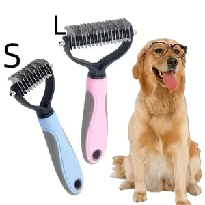 2-In-1 Pet Grooming Brush Set for Dogs and Cats, Includes Undercoat Rake and Shedding Comb, Easy-To-Use Pet Hairbrushes Deshedding Tool
