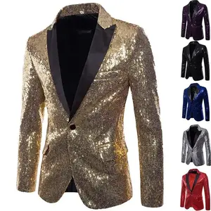 Men??s Gold Sequin Performance Suit | Nightclub Wear, Host/Emcee Jacket ?C Sparkly Formal Suit for Stage & Events #MensGoldSequinSuit #HostPerformanceWear