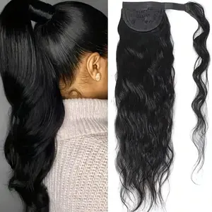 "Brazilian Body Wave 100% Human Hair Ponytail Extension, Clip In Magic Ponytail Hairpiece, Natural Black 8-30 Inch, Easy Wear & Long Lasting for Daily & Party Use "	