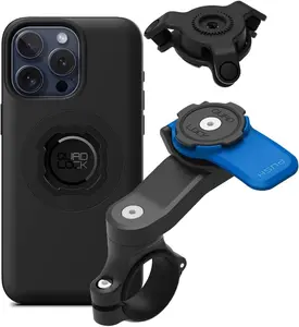 Quad Lock Motorcycle Handlebar Mount Kit with Vibration Dampener and MAG Phone Case for iPhone 15 Pro Max