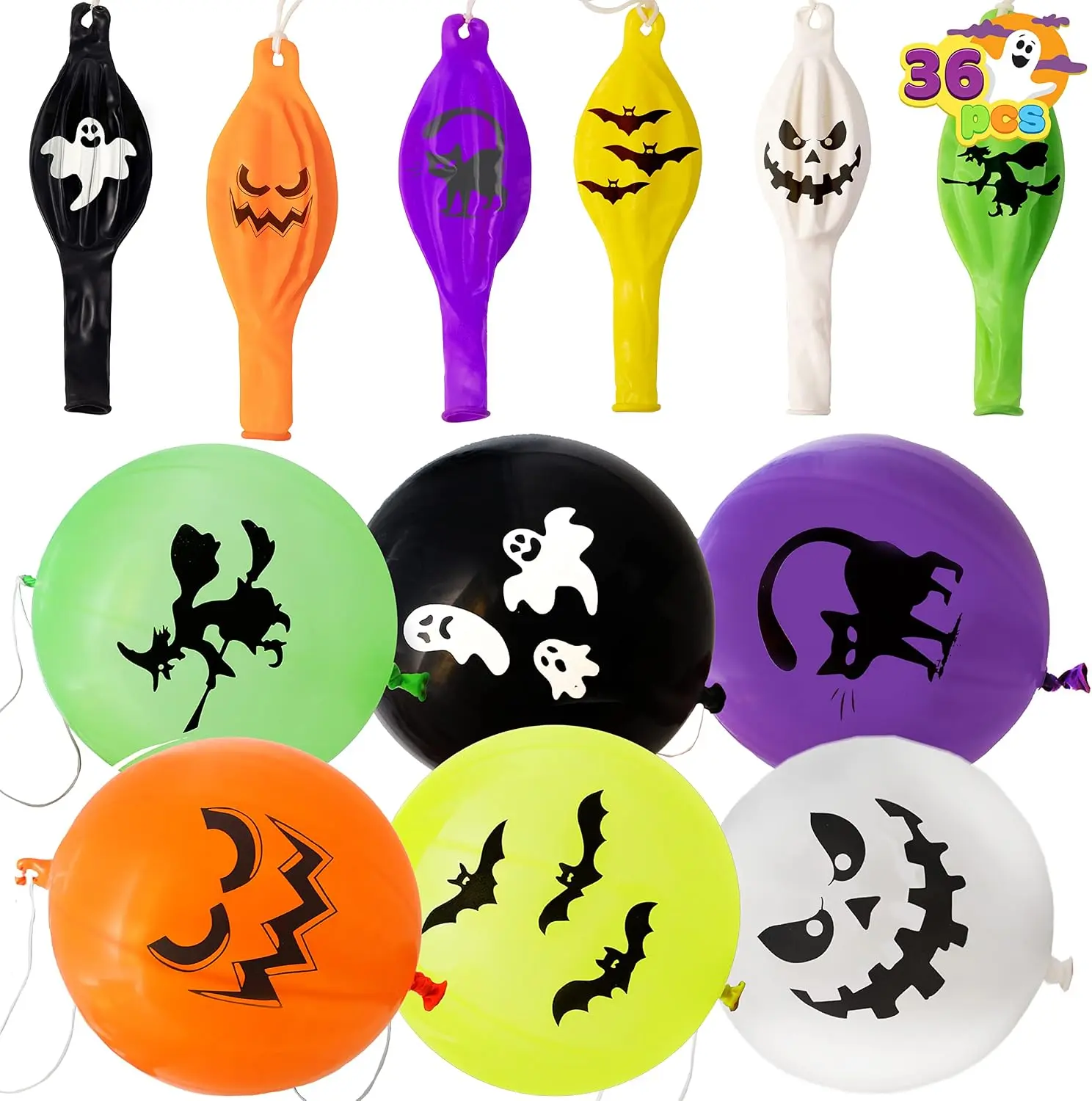 Halloween Fall Gift 36 Pieces Halloween Punch Balloons for Halloween Punching Balloon Party Favor Supplies Decorations, Trick or Treat Toys,School Classroom Game