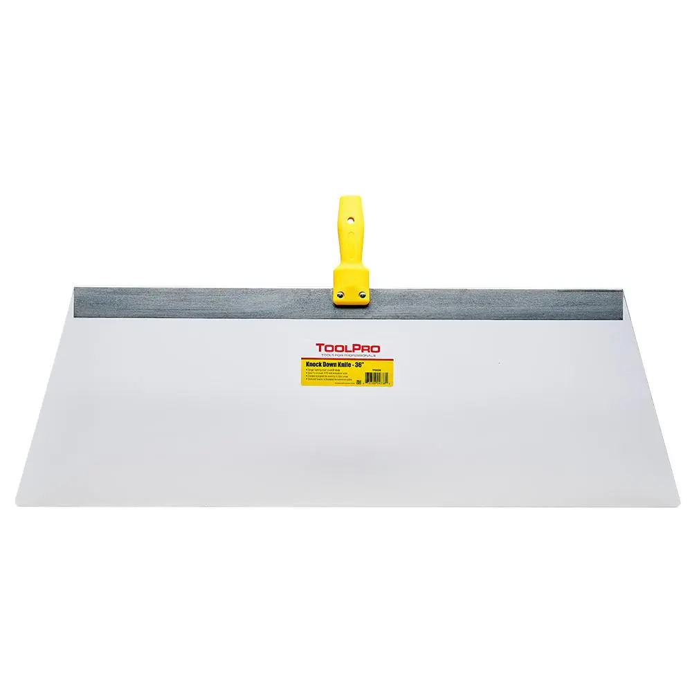 ToolPro 36 inches Professional Grade Knockdown Knife for Adults - Flexible Lexan Blade, Easy-to-Clean, Durable, Acute Corner Angle Compatible, Extension Pole-Friendly - Ceiling Finishing, Trowel Line Erasing, Texture Flattening