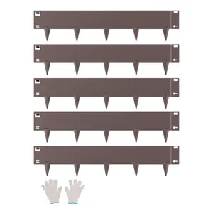 【FathersDayGift】VEVOR Steel Landscape Edging, 5 Packs 39 x 5 in Rust-Resistant Metal Landscape Edging, Bendable Garden Edging Border, Heavy Duty Lawn Edging, Easy-to-Install, Flower Bed Yard Pathway Divider BrownSummervibes