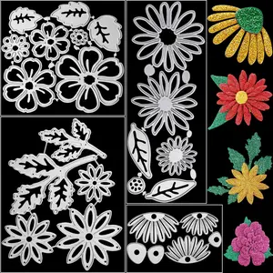 4 Sets Flower Metal  Dies Flower Leaves Embossing Stencils 23 Styles   Cuts Stencil Embossing Carbon Steel Template for DIY Crafts Scrapbook Album Paper Card