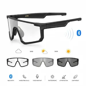Bluetooth Smart Work Glasses with Open-Ear Audio, Auto-Darkening Photochromic Lens, Hands-Free Calling, AI Translation, UV400 Safety Eyewear for Warehouse, Delivery and Outdoor Work