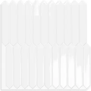 White Long Hexagon Tile Peel and Stick Backsplash, 10 Sheets Self-Adhesive Wall Tiles Stick on Back Splash for Kitchen, Bathroom, Fireplace,RV(12"×12")