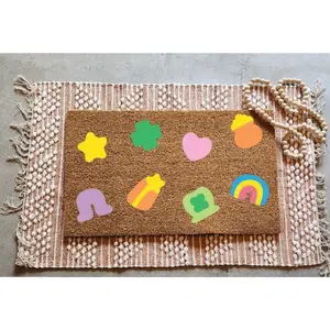lucky charm doormat, st patricks day doormat, rainbow clover doormat, st patricks day welcome mat, lucky doormat