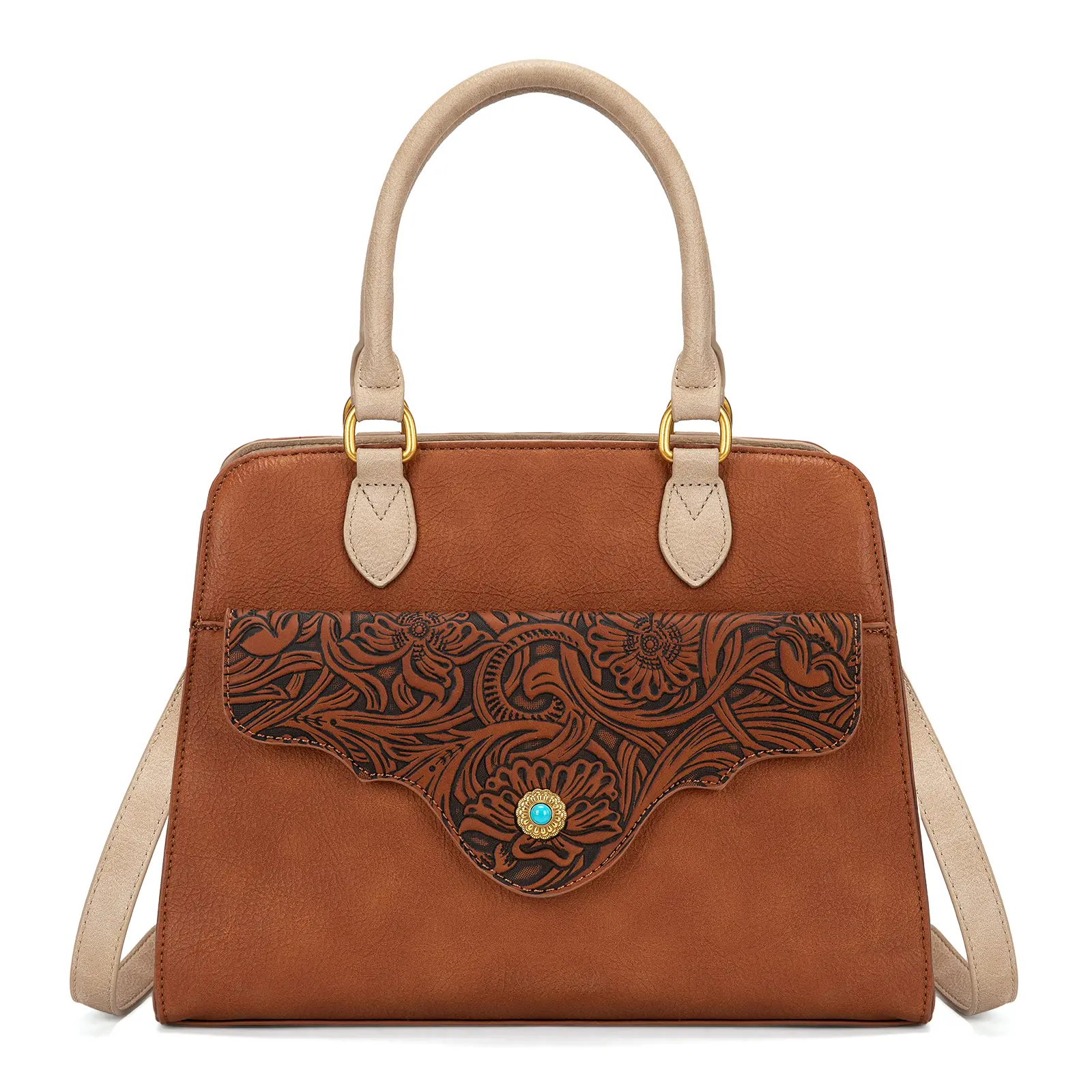 Montana West Western Tooled Floral Concealed Carry Satchel Bag/Crossbody for Women