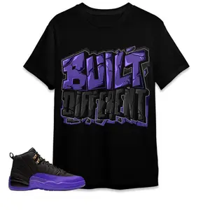 Shirt To Match Sneaker, Built Different Black, J12 Field Purple