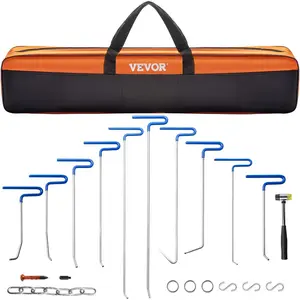 VEVOR 25 PCS Dent Repair Kit, Paintless Dent Removal Kit with Bridge Puller and Puller Tabs, Auto Body Dent Puller Kit with Hot Glue Gun, Glue Sticks for Vehicles, Refrigerators, Metal Surface Dents