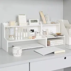 Multifunctional Stackable Dual-Layer Desktop Organizer, Cute Cloud Edge Design, Space-Saving Storage Rack for Home, Dormitory, Office, Desk Organizer Tidy