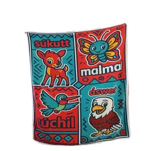 Native American Throw Blanket with Colorful Animal Designs - Native American Patterned Blanket