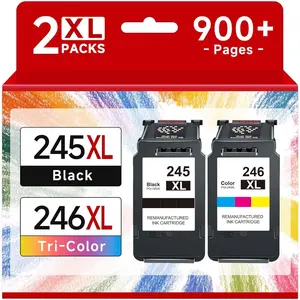 245XL 246XL Ink Cartridges for  Ink 245 and 246 PG245 CL246 XL Black Color Combo Pack for PIXMA MX490 TR4520 TS3322 TR4522 TR4500 TS3122 TS3300 MX492 MG2522 TS3100 TS3320 Printer (2 Pack)