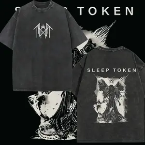 Sleep Token Unisex Cotton Vintage Washed Vest Sleep Symbol Retro Print Casual Regular Fit for Daily Wear Retro Band Style for Couples Perfect Boyfriend Gift