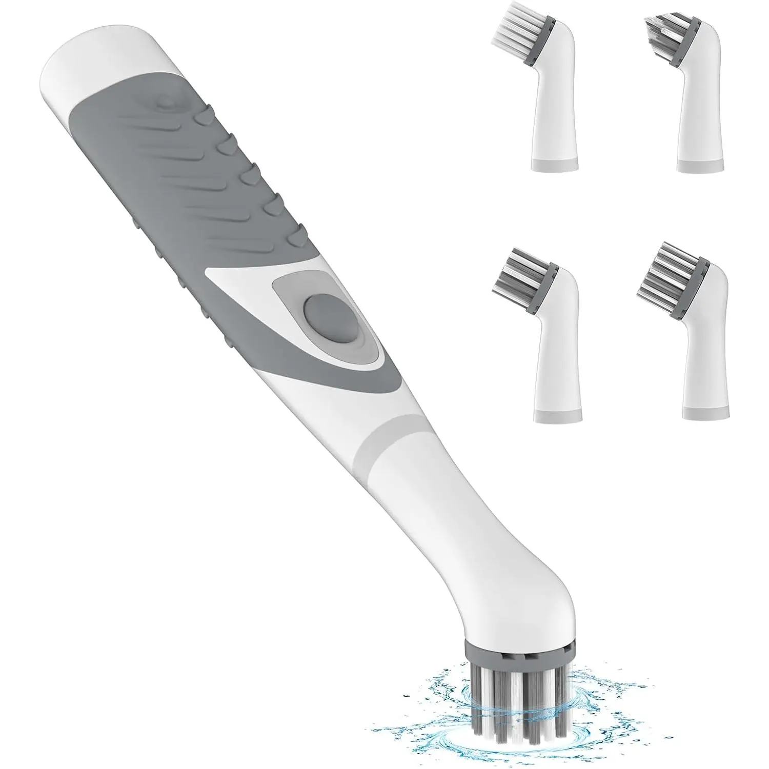 Electric Cleaning Brush, Electric Grout Brush with 4 in 1 Multiple Brush Heads, Household Cordless Motorized Brush for Grout Corner Bathroom Toilet Kitchen Tile Crevice(Gray)